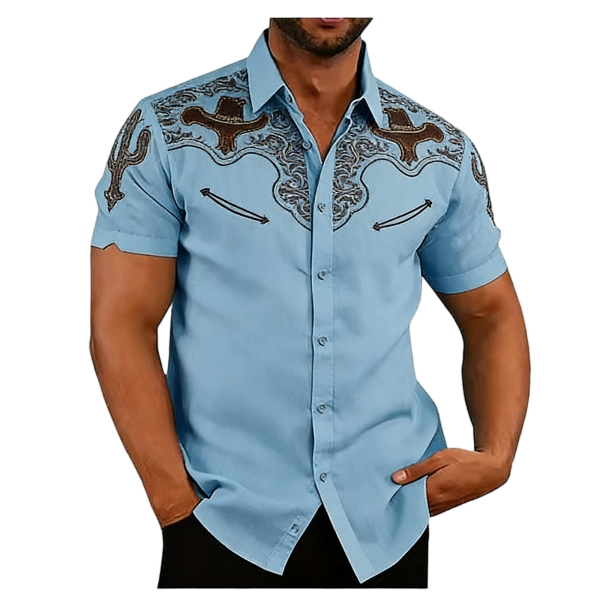 Luxury Men's Linen Short-Sleeve Collared Shirt