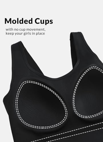 Women's Longline Sports Bra, Molded Cup Workout Tank Yoga Tops Built in Bra Athletic Camisole