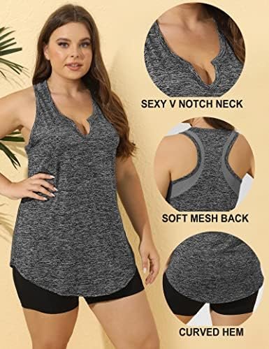 Plus Size Workout Tank Tops for Women V Neck Sleeveless Yoga Gym Tops