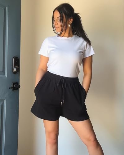 Women's Drawstring Sweat Shorts Comfy Elastic Shorts Workout Lounge Shorts with Pockets